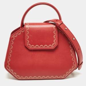 Cartier Red Leather Mini Guirlande De Cartier Top Handle Bag
