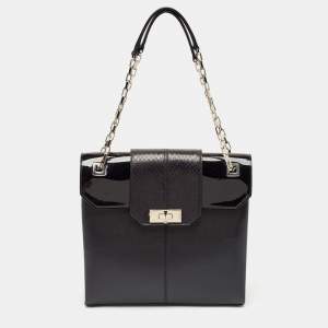 Cartier Black Python, Patent and Leather Feminine Line Tote