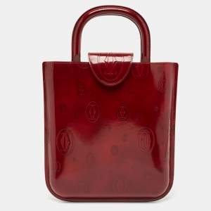 Cartier Red Glossy Leather Happy Birthday Tote