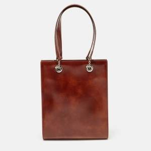 Cartier Brown Glossy Leather Panthere Chain Tote