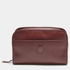 Cartier Burgundy Leather Le Must De Cartier Zip Pouch