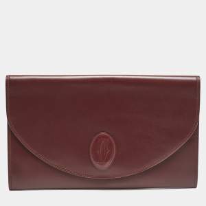 Cartier Burgundy Leather Vintage Les Must de Cartier Clutch