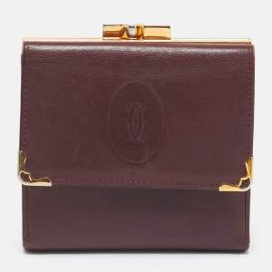 Cartier Burgundy Leather Must de Cartier Kisslock Wallet