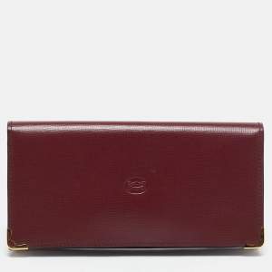 Cartier Burgundy Leather Must de Cartier Bifold Long Wallet