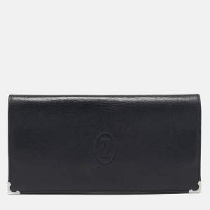 Cartier Black Leather Must de Cartier Bifold Long Wallet