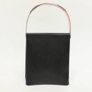 Cartier Black Logo Print Leather Trinity Top Handle Bag