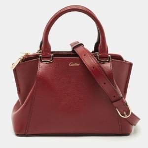Cartier Dark Red Leather Mini C de Cartier Satchel