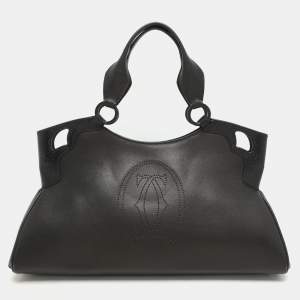 Cartier Black/Graphite Karung And Leather Medium Marcello de Cartier Bag