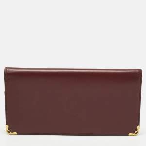 Pre Owned Cartier Burgundy Leather Le Must De Cartier Long Wallet