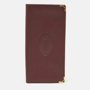 Pre Owned Cartier Burgundy Leather Le Must De Cartier Long Wallet