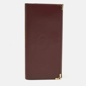 Cartier Burgundy Leather Must De Cartier Bi Fold Long Wallet