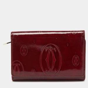 Pre Owned Cartier Burgundy Leather Happy Birthday Compact Wallet