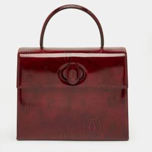 Pre Owned Cartier Red Patent Leather Happy Birthday Top Handle Bag