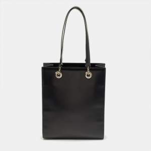 Pre Owned Cartier Black Glossy Leather Panthere Chain Tote