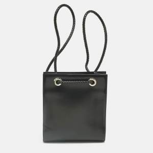 Pre Owned Cartier Black Leather Panthere De Cartier Drawstring Backpack