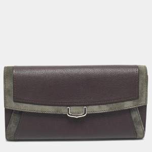 Pre Owned محفظة قاريتيه سي دي قاريتيه جلد بنى ورمادي شامواه كنتيننتال