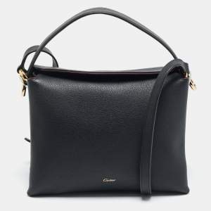 مملوكة مسبقًا Cartier Trinity Handle Black Leather Shoulder Bag