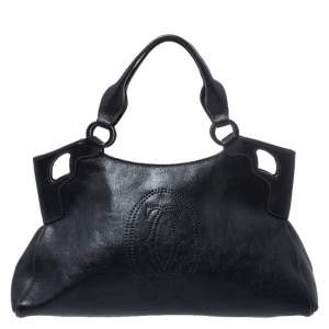 Pre Owned Cartier Black Leather Marcello de Cartier Tote