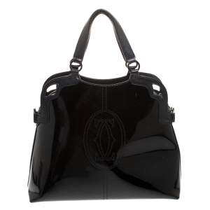 Pre Owned Cartier Black Patent Leather Marcello de Cartier Satchel