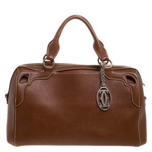 Pre Owned Cartier Brown Leather Marcello de Cartier Bowler Bag
