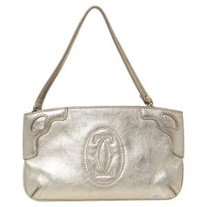  Cartier Gold Leather Marcello de Cartier Wristlet Clutch