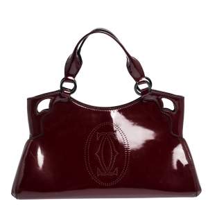 Pre Owned Cartier Red Patent Leather Small Marcello De Cartier Bag