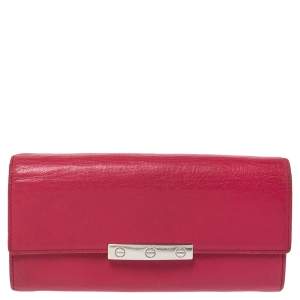 Pre Owned Cartier Pink Leather Love Continental Wallet