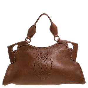 Pre Owned Cartier Brown Leather Medium Marcello de Cartier Bag