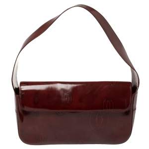 مملوكة مسبقًا Cartier Burgundy Patent Leather Happy Birthday Shoulder Bag