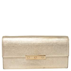 Pre Owned محفظة كارتييه كونتينتال لوف جلد ذهبي ميتالك