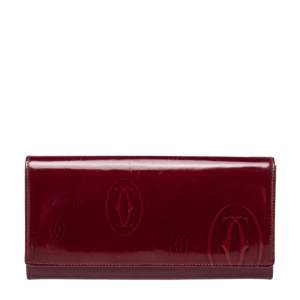 Pre Owned محفظة كارتييه هابي بيرث داي كونتيننتال جلد أحمر داكن