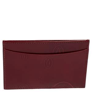 Pre Owned محفظة بطاقات كارتييه هابي بيرثداي جلد بني محمر لامع