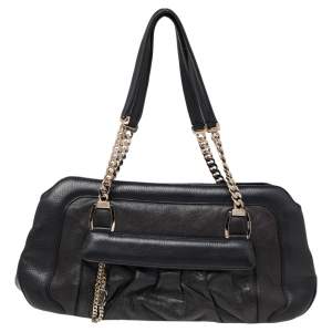 Pre Owned حقيبة ساتشل كارتييه لا دونا جلد أسود بسلسلة