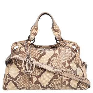 Pre Owned Cartier Beige/Brown Python Marcello De Cartier Satchel