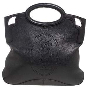 Cartier Black Leather Marcello De Cartier Foldover Clutch