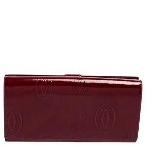Cartier Red Patent Leather Happy Birthday Continental Wallet