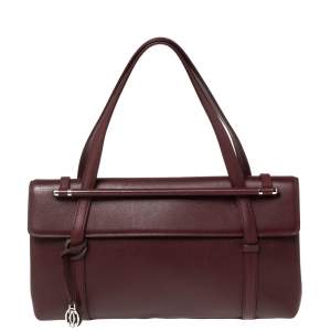 Pre Owned Cartier Burgundy Leather Happy Birthday Cabochon Flap Bag