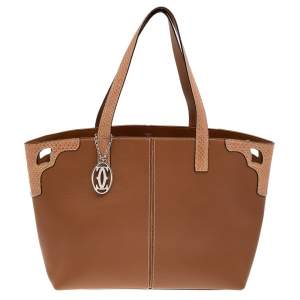 مملوكة مسبقًا Cartier Brown Leather And Python Marcello de Cartier Tote