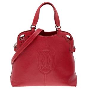 Pre Owned Cartier Red Leather Marcello de Cartier Satchel