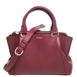 Pre Owned Cartier Burgundy Leather Mini C De Cartier Satchel