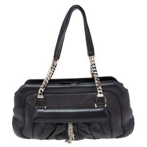 Pre Owned Cartier Black Leather La Dona Shoulder Bag