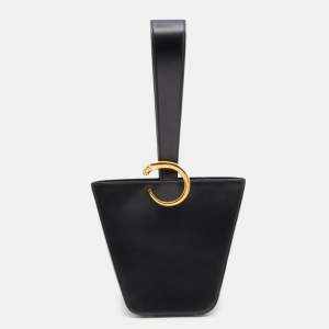 مملوكة مسبقًا Cartier Black Leather Panthere Bucket Bag