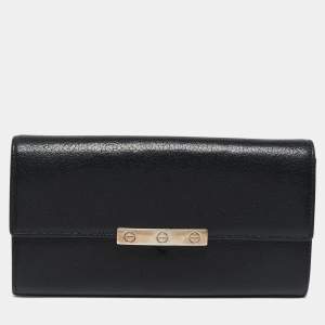 Pre Owned Cartier Black Leather Love Continental Wallet