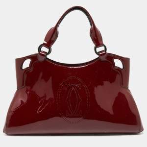 Pre Owned Cartier Dark Burgundy Patent Leather Small Marcello De Cartier Bag