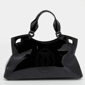 Pre Owned Cartier Black Patent Leather Large Marcello de Cartier Bag