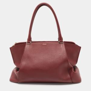 Pre Owned Cartier Maroon Leather Medium C De Cartier Satchel
