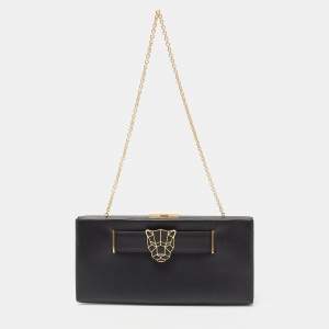 Cartier Black Leather Panthere De Cartier Chain Clutch