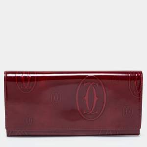 Pre Owned محفظة كارتييه هابي بيرثداي كونتيننتال جلد لامع أحمر