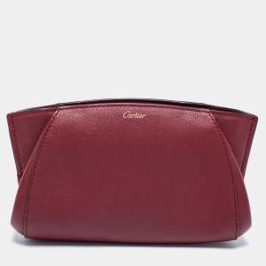 Cartier Burgundy Leather C De Cartier Clutch
