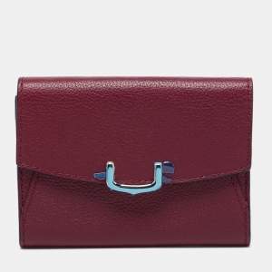 مملوكة مسبقًا Cartier Maroon Leather C De Cartier Compact Wallet